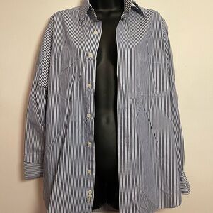 Croft & Barrow Navy and White Striped Shirt